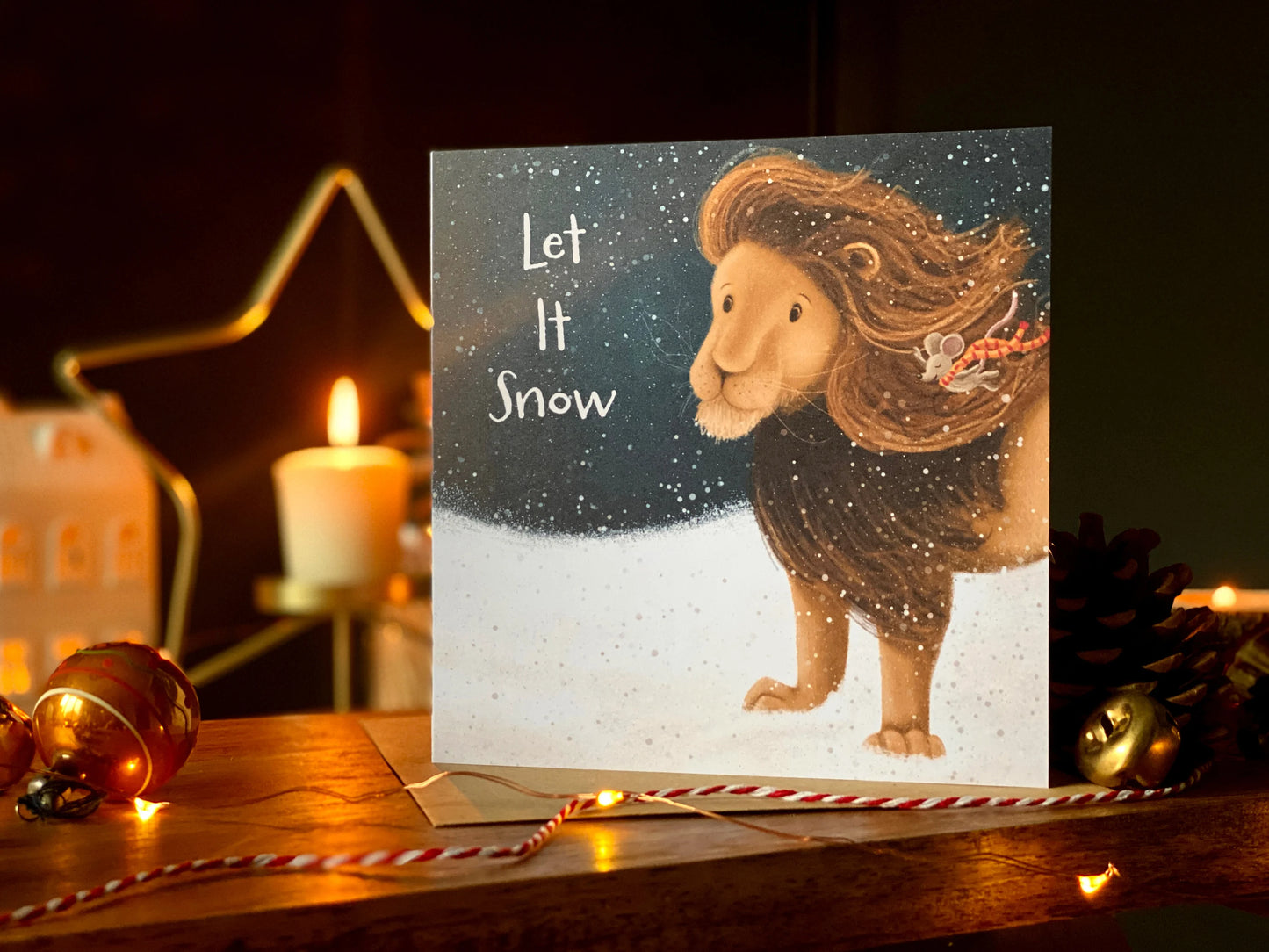 Pack of Four Lion & Mouse Christmas Cards