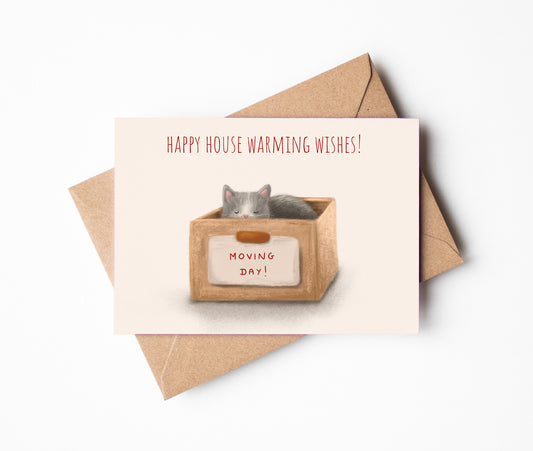 Happy house warming wishes cat greeting card