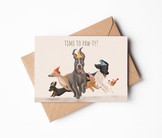 Time to paw-ty dog greeting card